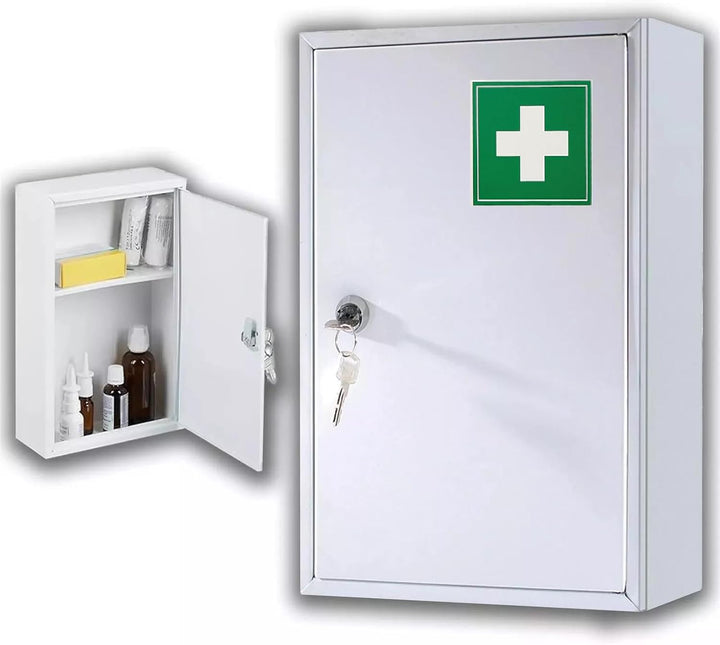 Wall Mount First Aid Medical Medicine Metal Steel Cabinet Box Lockable Case Box