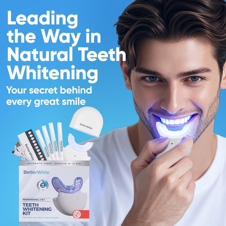 LED Teeth Whitening Kit with 4 Gel Syringes & Case | Formulated by Dentists | Professional Tooth Whitening for Sensitive Teeth | Enamel-Safe and Clinically Tested