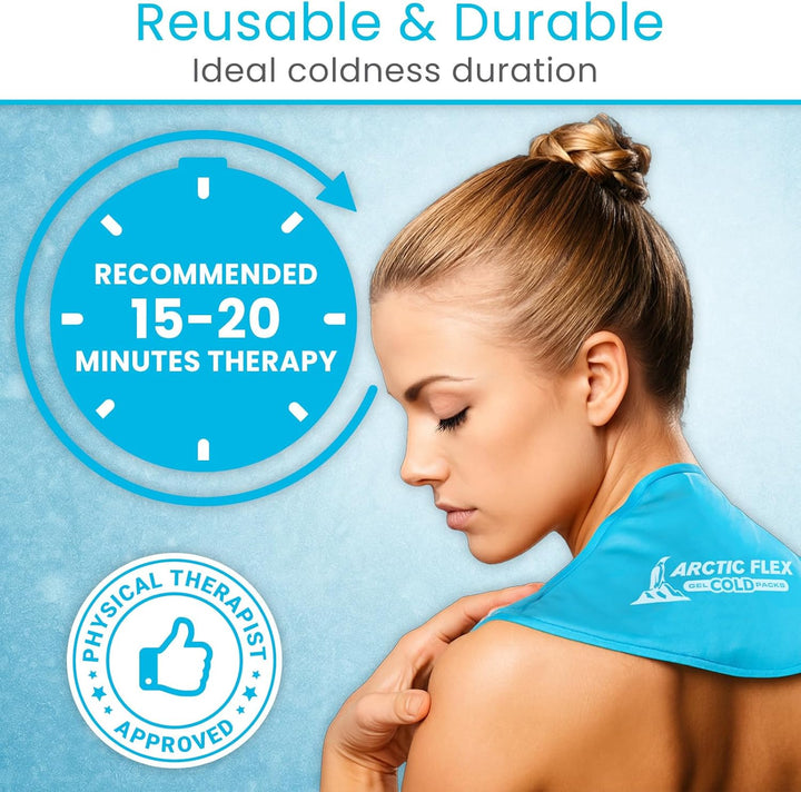 Neck Ice Pack - Cold Compress Shoulder Therapy Wrap - Cool Reusable Medical Freezer Gel Pad for Swelling, Injuries, Headache, Cooler - Flexible Hot Microwaveable Heat - Men, Women (1 Pack)