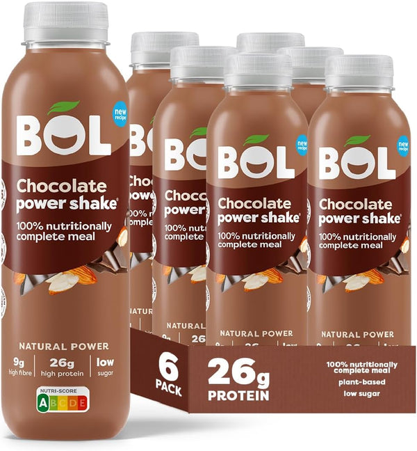 Chocolate Power Shake — Ready-To-Drink Nutritionally Complete Meal (302Kcal) | 26G High Protein Shake Bottle | Low Sugar, Plant-Based, Low Calorie Meal Replacement Shakes (410Ml X 6 Bottles)