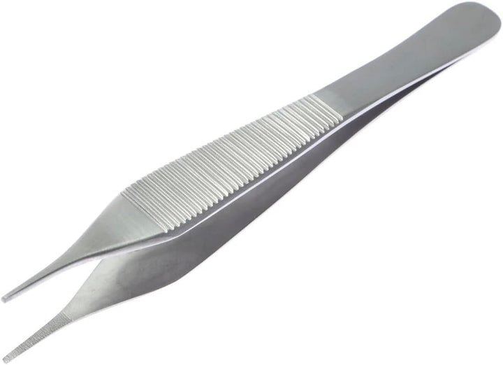 Box 50  Sterile Single Use Disposable Adson Forceps, Non-Toothed Serrated Straight, 12.5Cm/4.75 Inches, Tissue Dissecting Locking Forceps Tweezers