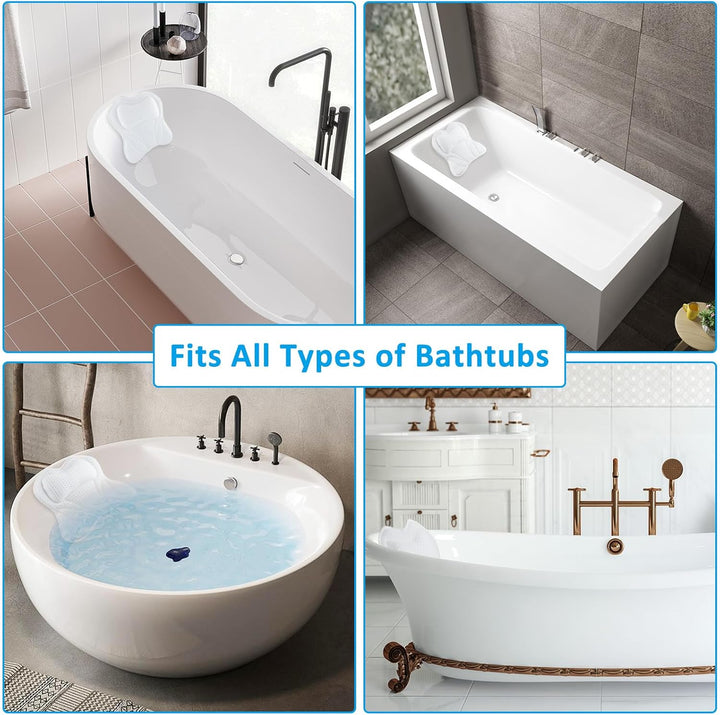 Bath Cushion,  Bath Cushion 4D Mesh Headrest with 6 Non-Slip Suction Cups Can Support Head, Neck, Back, for Bathtub, Home Spa