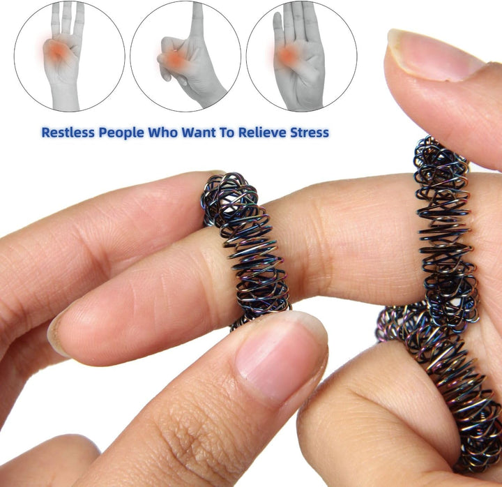 12 PCS Fidget Rings Acupressure Rings Spiky Sensory Finger Rings for Kid Adults, Acupuncture Massage Rings Set for Stress Relief Anxiety Promoting Blood Circulation