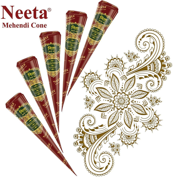 Natural Henna Mehandi Cone for Hand Designing, Wedding 12 Pcs in 1 Box (Pack of 1)