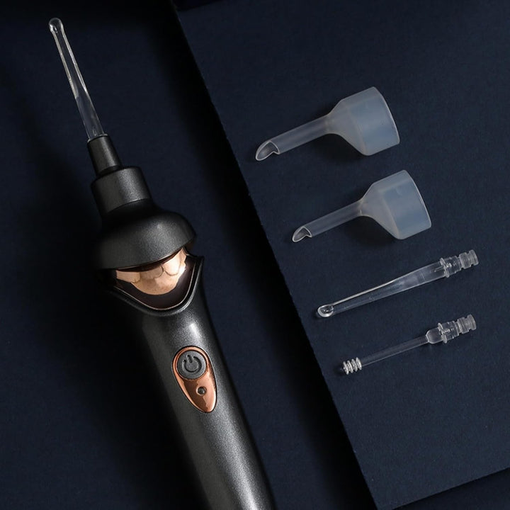 Vacuum Ear Wax Remover Suction, Ear Wax Cleaner, Electric Ear Suction Device with Led Light for Ear Wax Removal, Soft Prevent Ear-Pick Clean Tools Set (White)