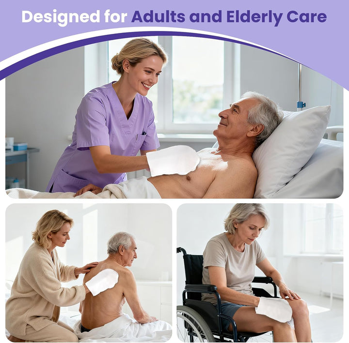 Adult Body Wipes - Wet Wipes for Adults - Intimate Disposable Shower Body Wipe Shaped like a Glove - Unscented Premoistened - Bed Bath Wet Wipe - Pack of 10 Wash Cloths