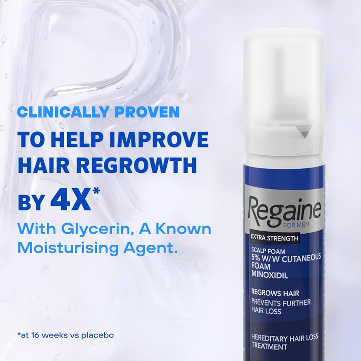 for Men Extra Strength Foam - Scientifically Proven to Help Stop Hereditary Hair Loss - Minoxidil Foam for Hair Regrowth - (3 X 73Ml), Packaging May Vary