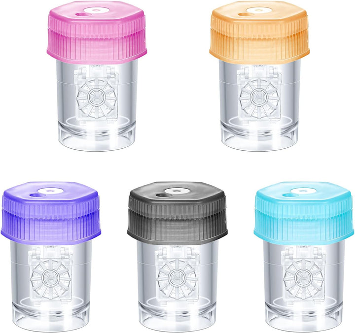 5 Pcs Contact Lens Barrel Cases, Contact Lens Cleaner Contact Washer Manual Rotation Contact Lens Cleaning Container for Eyes Care