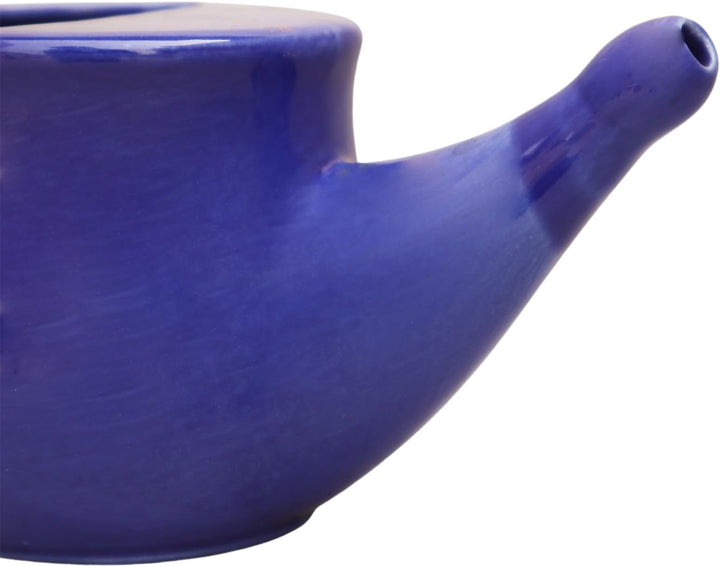 Ancient Impex Ceramic Neti Pot 400 Ml (Blue) | Spill-Proof & Microwave Safe Nasal Cleaning Pot for Sinus, Allergy & Congestion Relief | Reusable & Eco-Friendly Jala Neti Pot