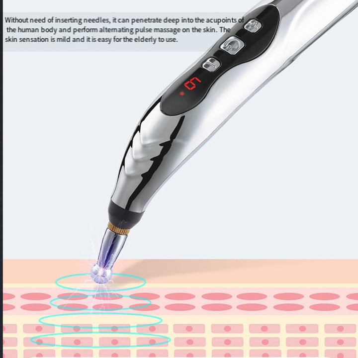 Calmera Acupuncture Healing Pen, Rechargeable Acupuncture Pen, Pain-Free Acupuncture Energy Pen, Pulse Relief Massage Pen, 5 Massage Heads, 9 Intensity, Meridian Energy Pen Full-Body Pain Relief (1)