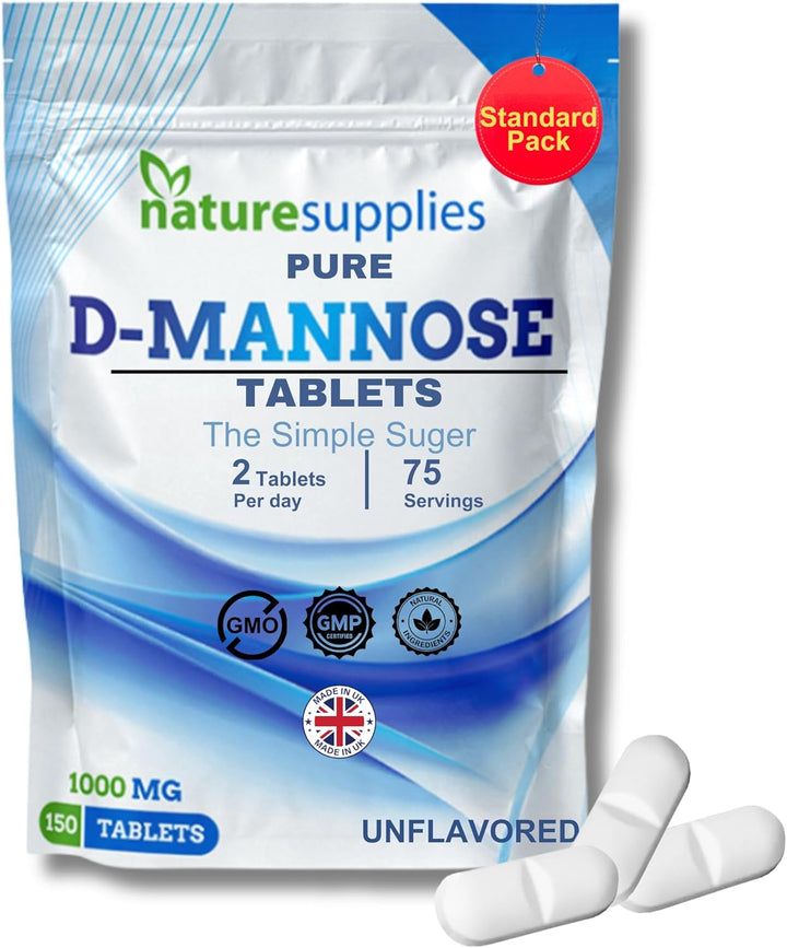 D Mannose Tablets 1000Mg - 50 Pack Dmannose Tablets - (Not D Mannose Capsules or Powder) - Suitable for Vegetarians and Vegans - High Strength D-Mannose Supplement from
