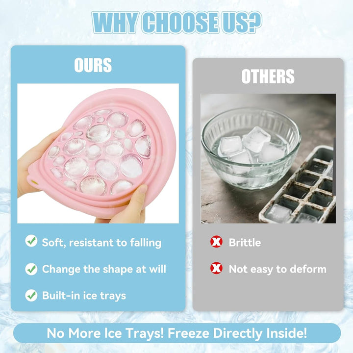 2PCS Face Ice Bowl, Ice Bowl for Face Bath, Foldable Portable Wash Basin with Built-In Icetray, Quick Cooling for Puffiness Relief, Soothe Skin, Bathroom Accessories, Facial Bowls for Home Travel Use