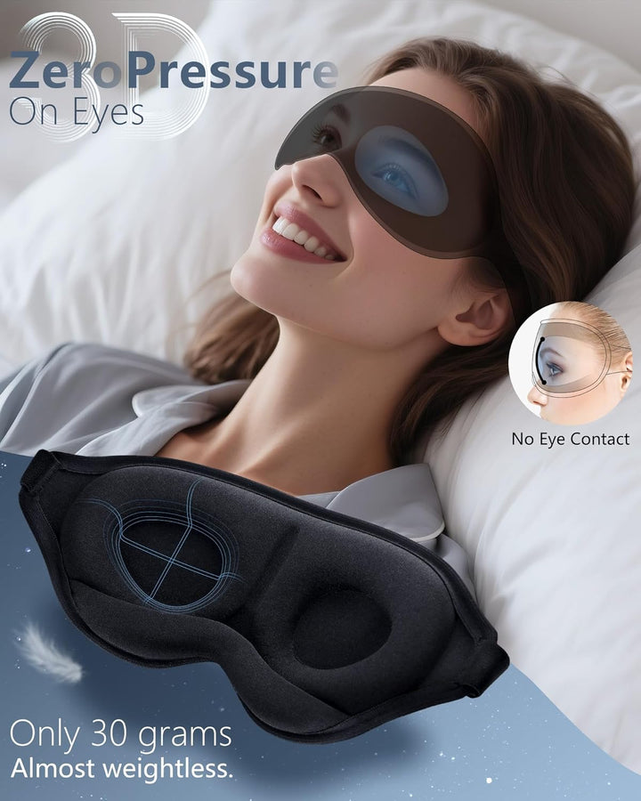 Sleep Mask, 2 Pack of Super Soft and Comfortable Eye Mask for Sleeping, 100% Blackout Sleep Aid Eye Mask for Men & Women with Adjustable Straps, Suitable for Travel, Night Sleeping, Nap