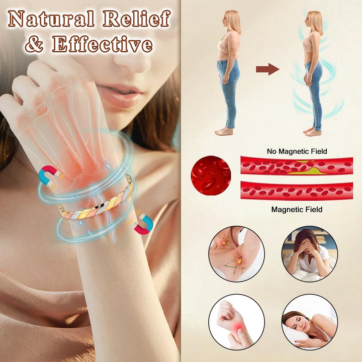 Lymphatic Drainage Copper Bracelet for Women Ultra Strength Magnet Solid Pure Copper Magnetic Bracelet Adjustable Cuff Bangle with Present Box (Tricolour Pattern)