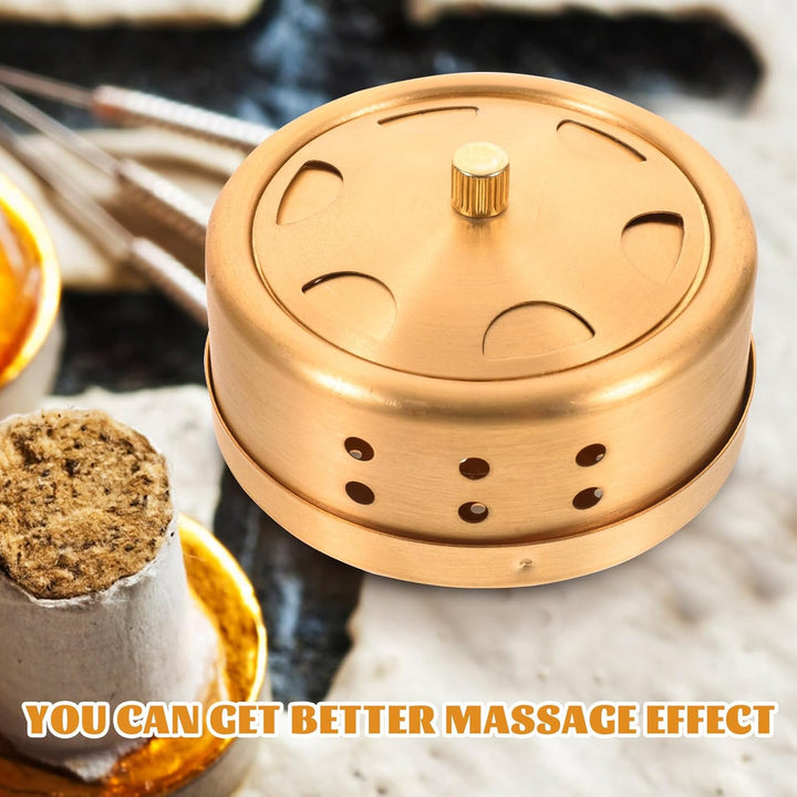 Portable Smokeless Moxibustion Box Wind Power High-Temperature Resistant Copper Burner for Home Therapy Relief and Improvement Random Color