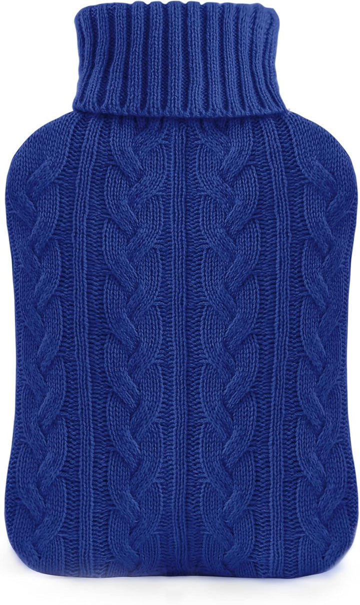 Hot Water Bottle with Knitted Cover, 2L Hot Water Bag for Hot and Cold Compress, Hand Feet Warmer, Neck and Shoulder Pain Relief, Gray