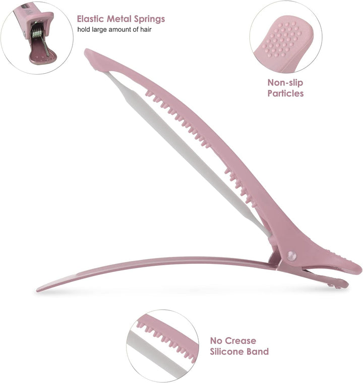 6PCS Sectioning Hair Clips for Styling, Anti-Slip No-Trace Salon Hair Sectioning Clips with Silicone Band