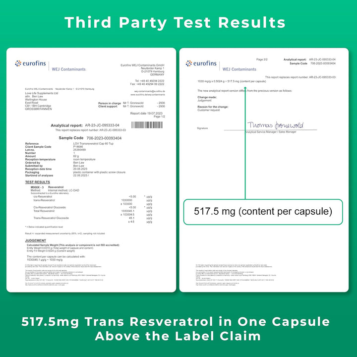 High Strength Trans-Resveratrol - 98% Purity (3Rd Party Tested) | 500Mg X 60 Capsules / 60 Servings | from Japanese Knotweed Root Extract | Pure Fill (Nothing Else Added) |