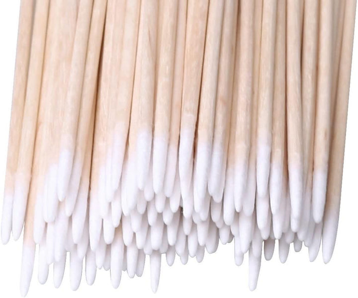 Cotton Buds, 300 Pcs Cotton Swab, for Eyebrow Tattoo Beauty Make-Up Color Nail Seam Dedicated Dirty Picking, Wood Handle Small Pointed Tip Head