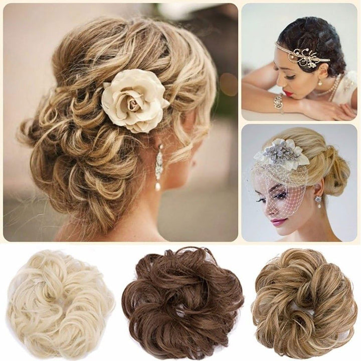 Scrunchy Scrunchie Bun Updo Hairpiece Hair Ribbon Ponytail Extensions Hair Extensions Wavy Curly Messy Hairs Bun Donut Hairs Chignons Wig Light Brown to Ash Blonde