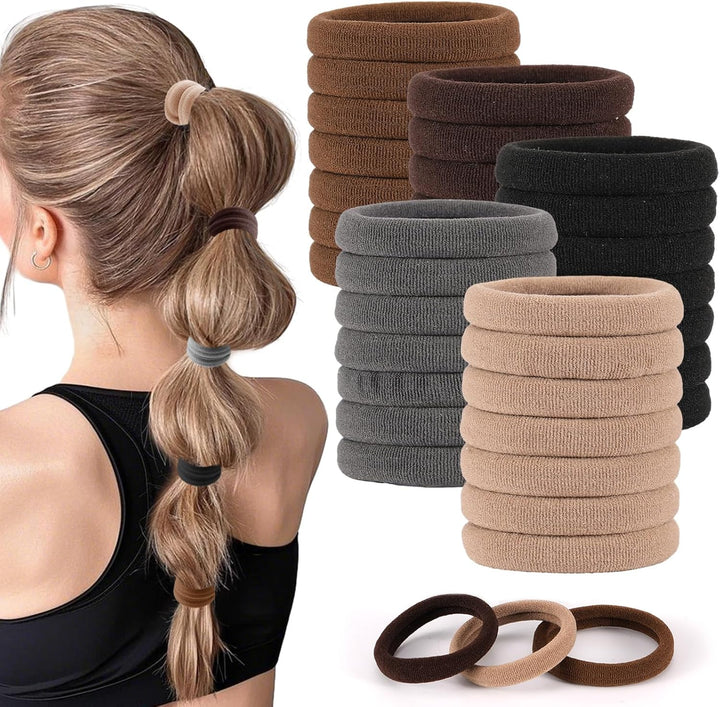 35PCS Hair Ties for Women, Smooth and Thick Black Hair Bands, Durable Elastic Hair Ties for Secure Ponytail Holding (Black)