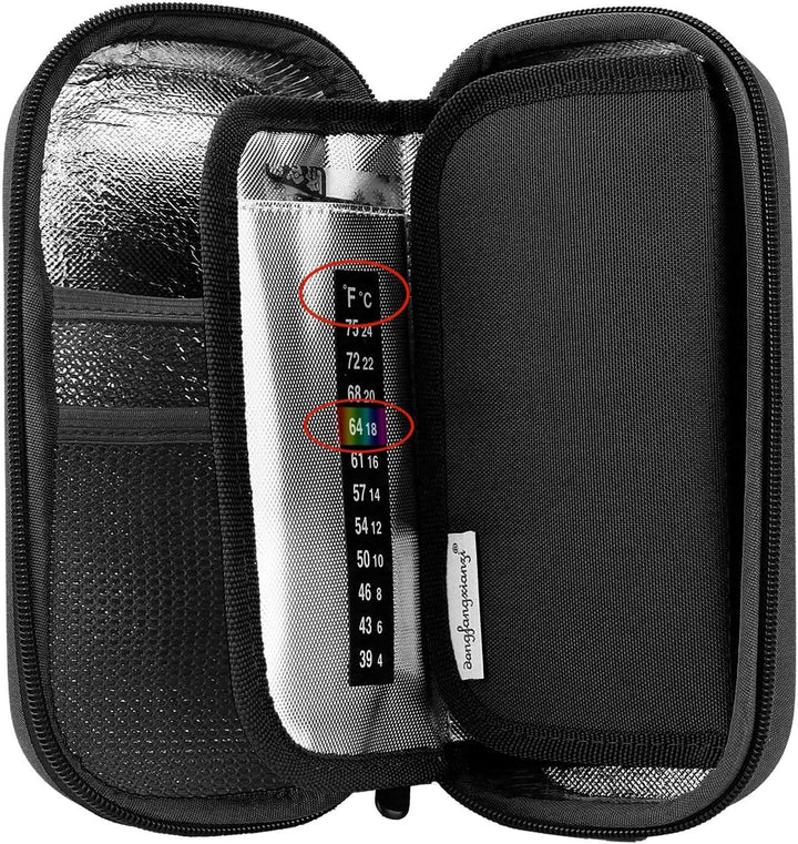 Insulin Cooler Travel Case - Handy Medication Insulated Diabetic Carrying Cooling Bag for Insulin Pen, Glucose Meter and Diabetic Supplies with 3 Cooler Ice Pack (Black)