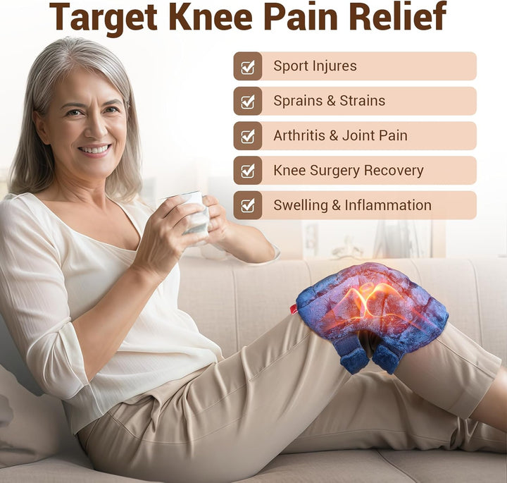 Microwave Heat Pad for Knee Pain, Microwavable Heated Knee Wrap for Muscle Relief, Microwave Wheat Bags with Moist Heat Therapy for Injuries, Knee Warmer for Joint Discomfort & Stiff, 1 Pack