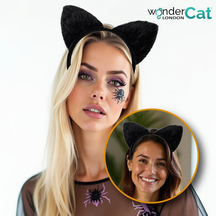 Halloween Cat Ears Headband – Halloween Black Cat Ear Headband for Cosplay, Fancy Dress, Masquerade & Party Costumes