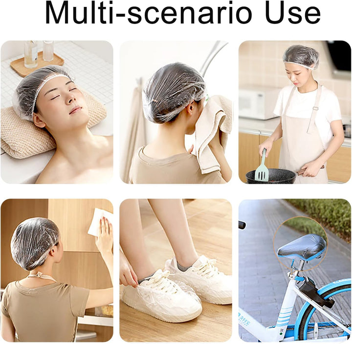 50Pcs Shower Caps Disposable,Plastic Elastic Bath Cap,Waterproof Shower Cap,Waterproof Hair Caps for Home Use, Hotel, Spa, and Hair Salon(42Cm)