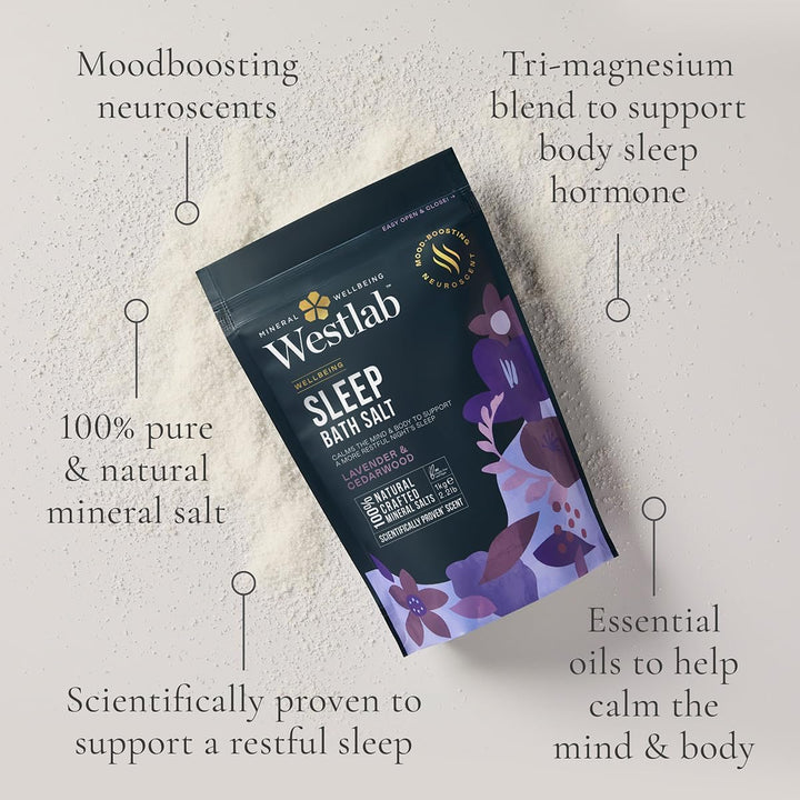 Magnesium Deep Sleep Bath Salts 1Kg - Help Calm Mind & Body. 100% Natural Organic Lavender & Cedarwood.
