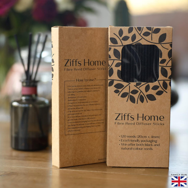 120 Black Fibre Reed Diffuser Sticks - 20Cm X 4Mm - Thick Diffuser Reeds