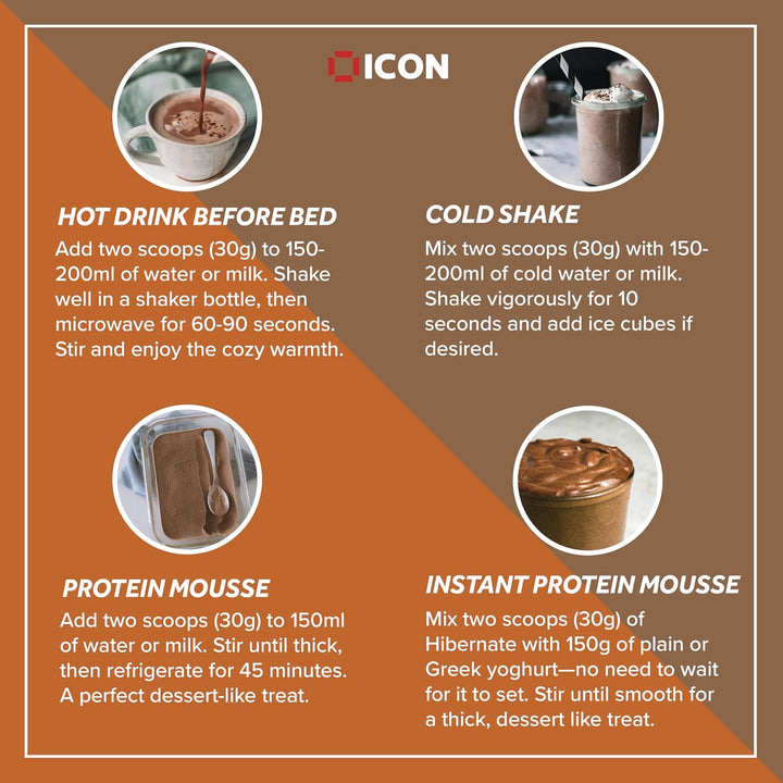 Hibernate Micellar Casein Protein - Double Choc Brownie, Slow-Release Nighttime Recovery Formula, 24G Protein, 100% Grass-Fed Casein, Low Sweetener – 900G, 30 Servings Casein protein, Slow-digesting protein, Protein supplement, Protein powder, Muscle reco