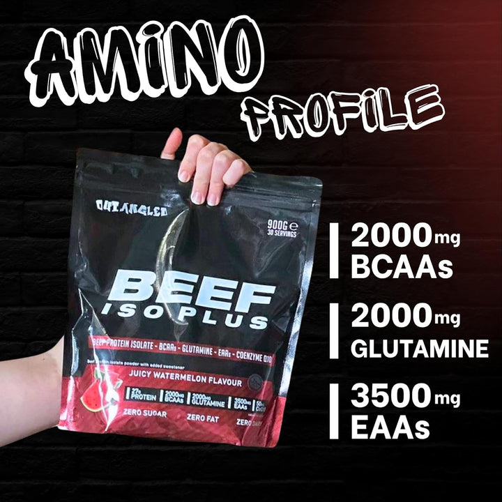 Beef Iso Plus, Beef Protein Isolate Powder, High Protein, No Fat and No Sugar | Pineapple Orange Flavour 900G 30 Servings | Halal, Paleo and Keto Friendly, Dairy Free, Gluten Free