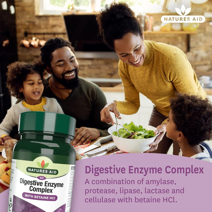 Digestive Enzyme Complex – Supports Digestion, Bloating & Discomfort Relief and Nutrient Absorption – Betaine Hcl - Vegan, Vegetarian, Non-Gmo – 60 Tablets