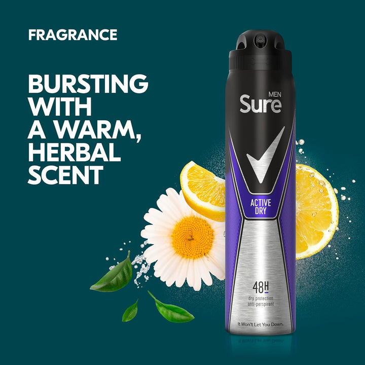 Men Active Dry Anti-Perspirant Aerosol Men'S Deodorant Spray with Motionsense Technology for 48 Hour Protection against Sweat and Odour 6X 150 Ml