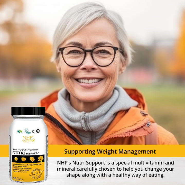 NHP Advanced Nutri Support-Multivitamin & Mineral Supplement for Fat Loss, Energy, and Adrenal Support with Key Nutrients for a Healthy Shape Transformation-90 Vegan Capsules