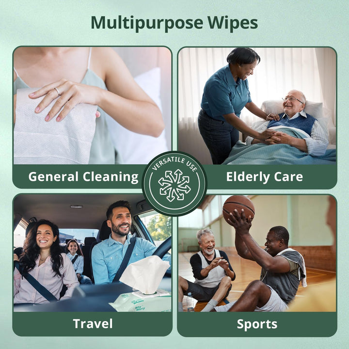 Wet Wipes for Adults, Extra Large 20X30 Cm Body Cleaning Wipes for Elderly Care & Incontinence Cleansing, Extra Thick Adult Washcloths Disposable with Aloe & Vitamin E, Unscented, 220 Count