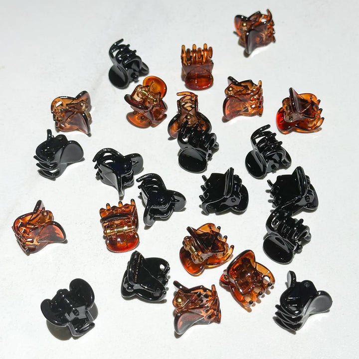 Small Hair Clips, Mini Claw Hair Clips for Women with Storage Case, Non-Slip Hair Accessories for Women and Girls Black and Brown(24Pcs)