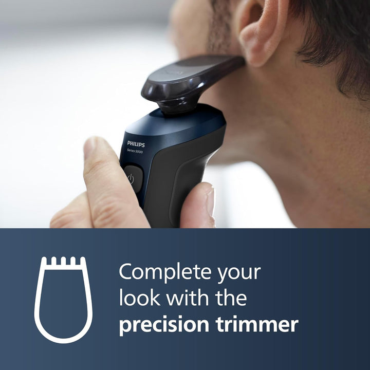 Shaver Series 5000 - Wet & Dry Electric Men'S Shaver in Metallic Blue with Precision Trimmer and Soft Pouch Travel Case (Model S5465/18)