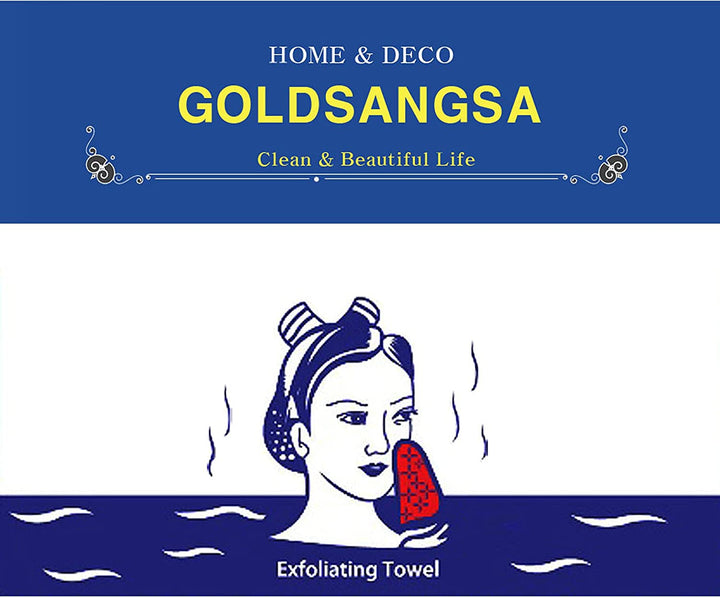 Asian Exfoliating Bath Washcloth - Red - Green GOLDSANGSA, 8 Count (Pack of 1)