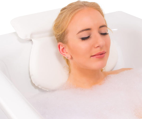 Premium Waterproof Bath Pillow Cushion with Non-Slip Suction Cups Ergonomic Home Spa Headrest
