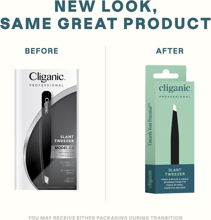 Professional Eyebrow Tweezers Slant Tip (Black) - Precision for Men & Women, Stainless Steel Best for Plucking Chin Facial Hair