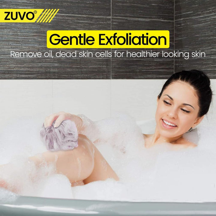 Loofah Bath Sponge (Pack of 4) – Soft & Durable Shower Puffs for Deep Exfoliation – Unisex Body Scrubber, Eco-Friendly and Skin-Safe, Assorted Colours