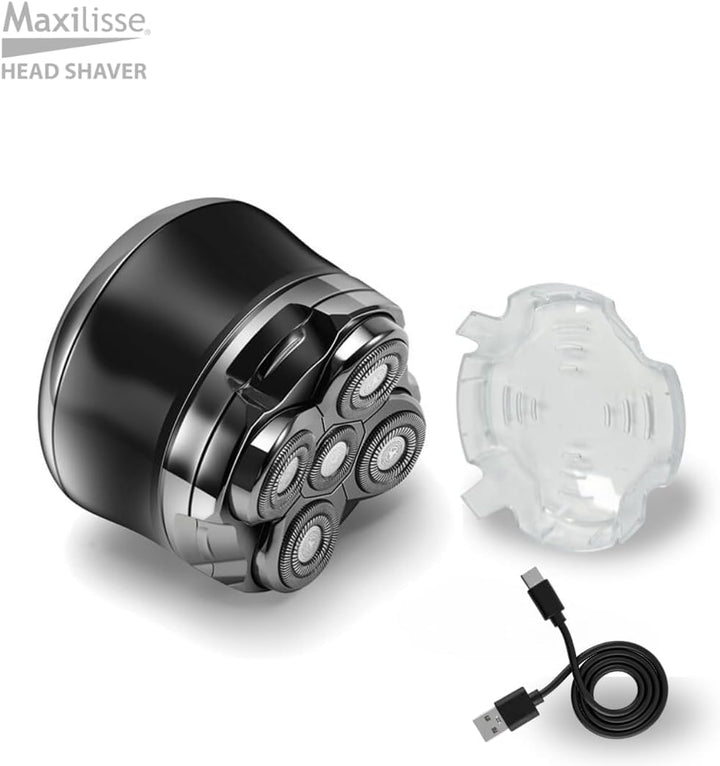Maxilisse Head Shaver for Men - Professional Electric Shaver with 5 Floating Heads, Cordless, Rechargeable & Lightweight Design with Ergonomic Comfort Grip for Ultra-Close Smooth Head Shaving