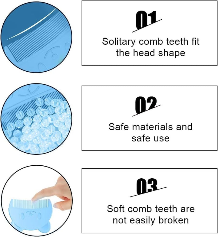 Baby Cradle Cap Brush,2 Pcs Cradle Cap Comb, Silicone Massage Brush, Baby Bath Brush,Soft No Damage Baby Scalp Brush, Baby Hair Comb, for Newborn Baby Hair Grooming (Blue-Pink)