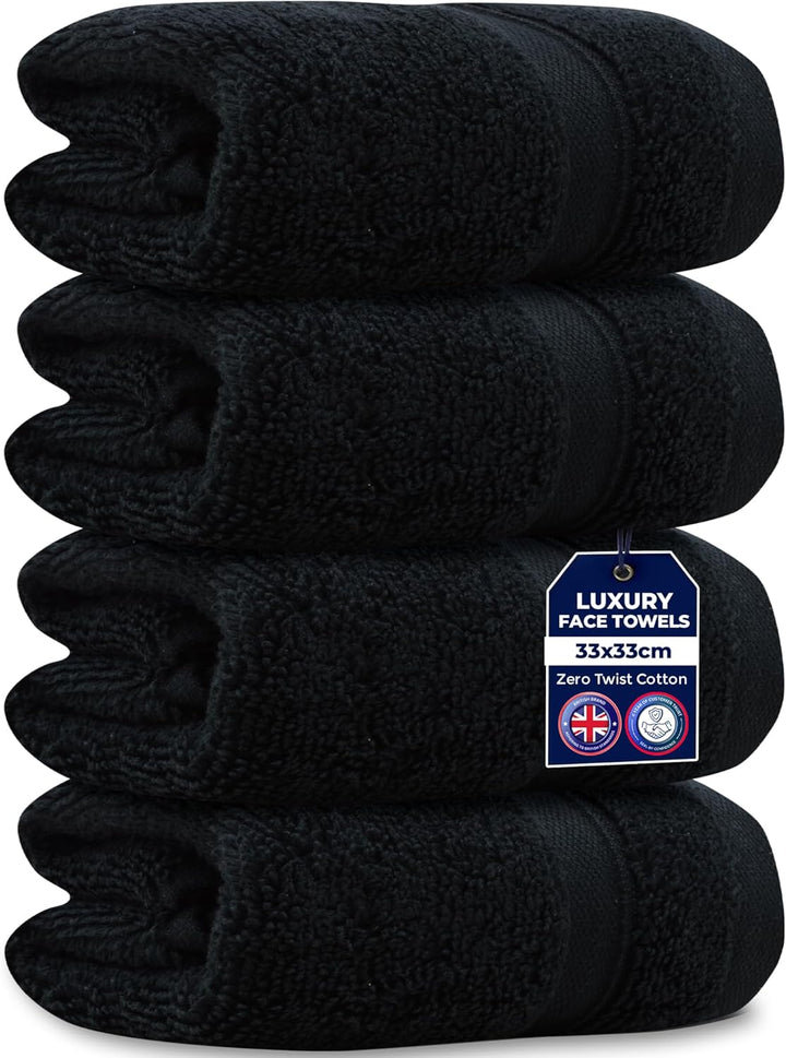 4 Packs Zero Twist Face Cloths 33X33Cm - 100% Cotton Washcloths Absorbent & Super Soft Hotel Quality Towels | Oeko-Tex Certified (4, Plum Purple)