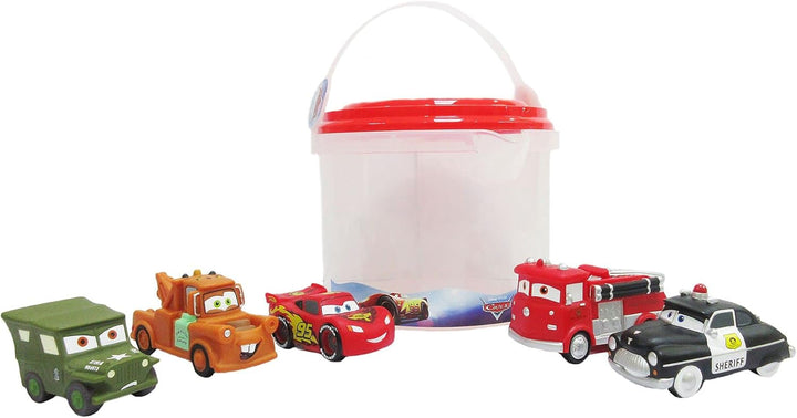 Store Official  Pixar Cars Bath Toy Set, 5 Pc., Baby Playset Includes Lightning Mcqueen, Mater, Red, Sheriff and Sarge Figures - Bath or Paddling Pool Toy, Suitable for 6 Months+
