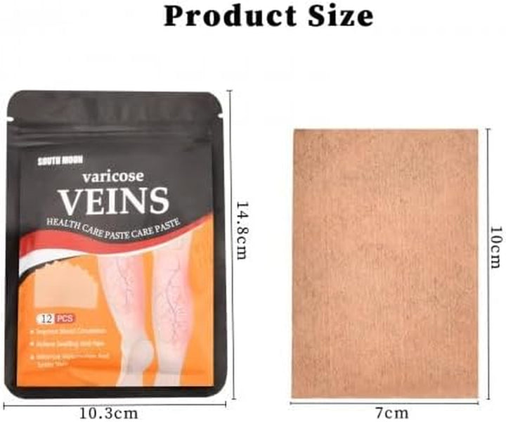 12Pcs Varicose Veins Treatment for Legs, Spider Veins Removal for Legs Treatment Patch, Natural Varicose Veins Patch Relief Leg Pain Strengthen Capillary Health & Improve Blood Circulation