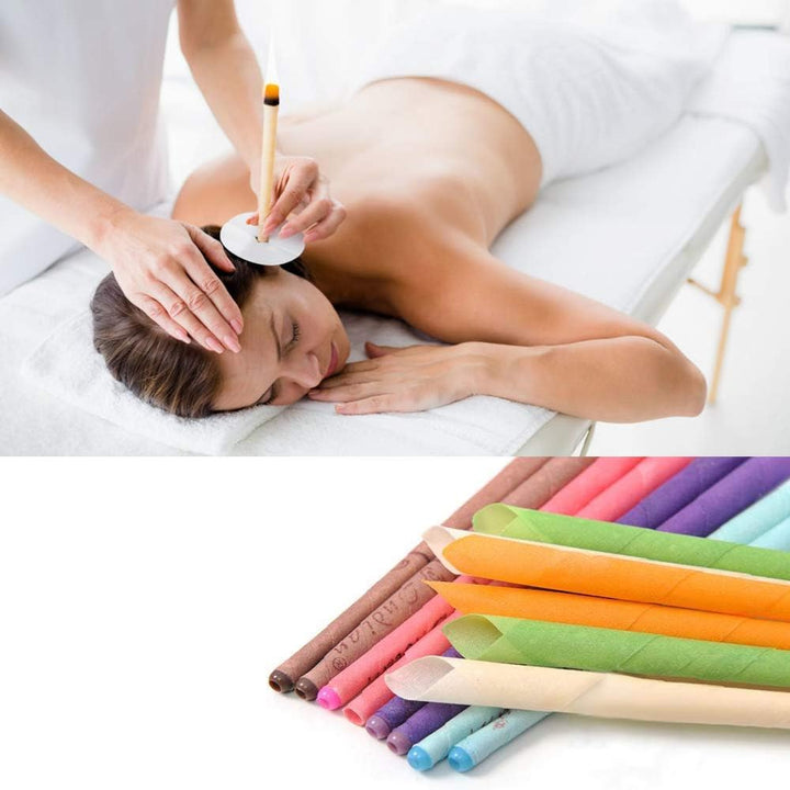 Ear Candles 32Pcs Natural Ear Candles Beeswax Candling Cones,With 16 Protective Disks，Ear Wax Remover Candles Kit with Natural Organic Beeswax (32 Pcs)