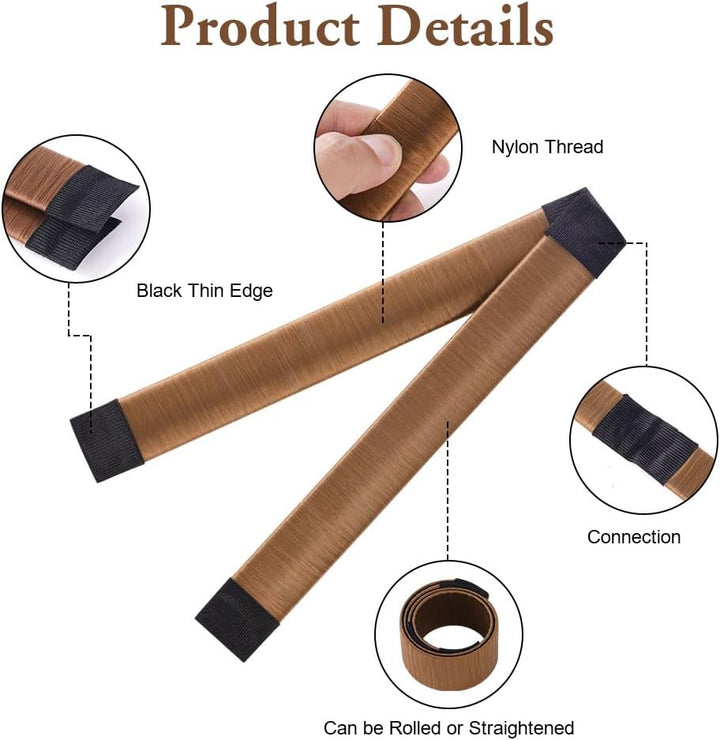 Hair Bun Shaper, 2Pcs Easy Donut Bun Maker for Hair, French Twist Fold Wrap Snap Band for Making DIY Hair Styles, Ballet Hair Deft Bun Hair Styling Accessories for Girls Women